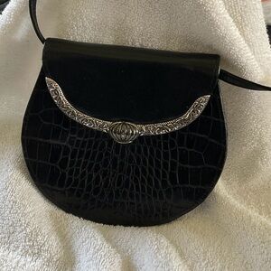 Brighton Black and Crocodile Pattern Cross Body Bag